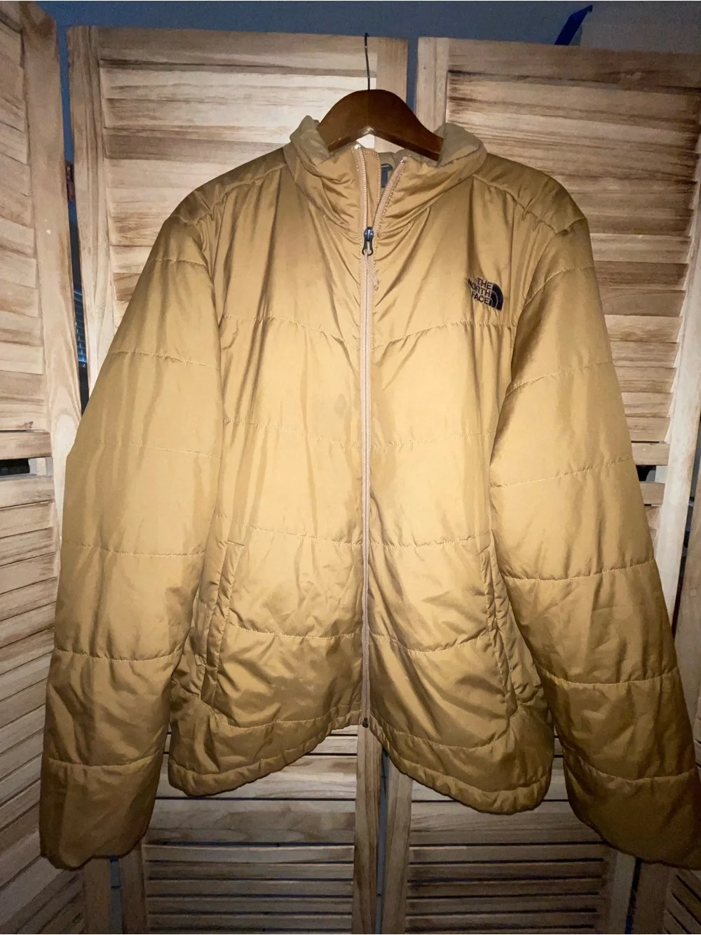 The North Face XL Camel Tan Insulated Puffer Jacket Full Zip w/ zip pockets